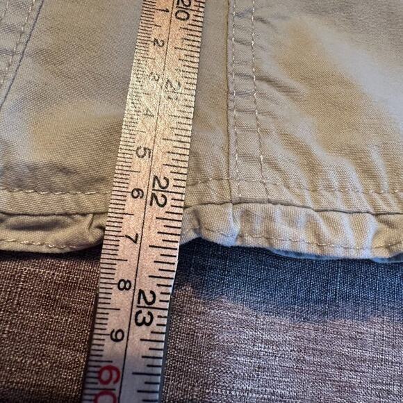 Fitted Ruffle Beige Khaki Jacket Clear Rhinestone Gem Button Up - Size M - Picture 10 of 15